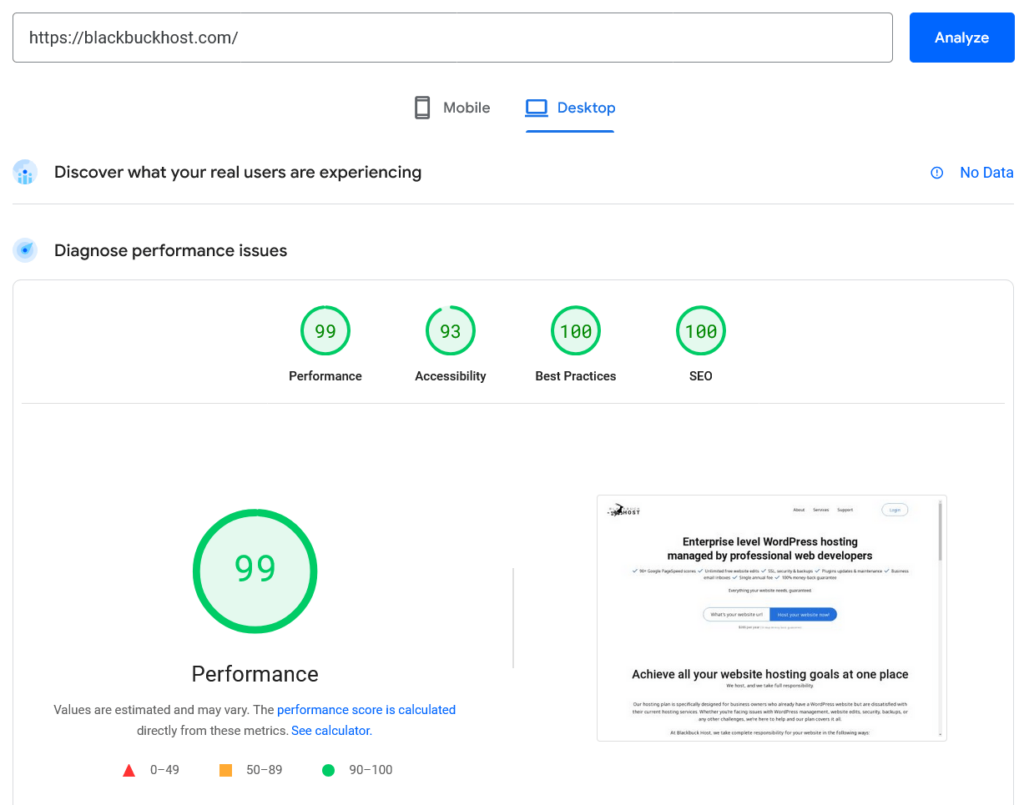 90+ scores in Google pagespeed